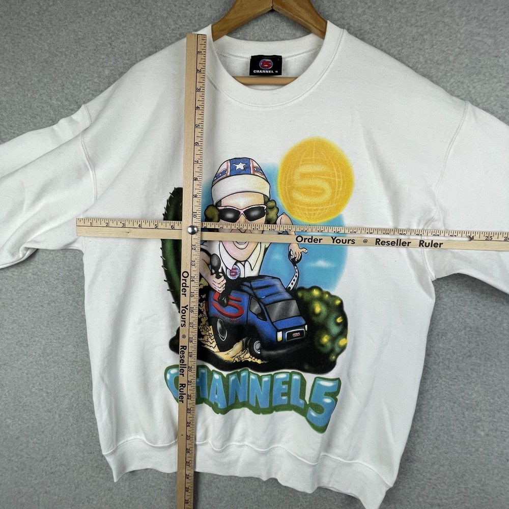 channel 5 News Sweatshirt Men's Large White pullover Andrew Callaghan All Gas NO - Picture 7 of 9